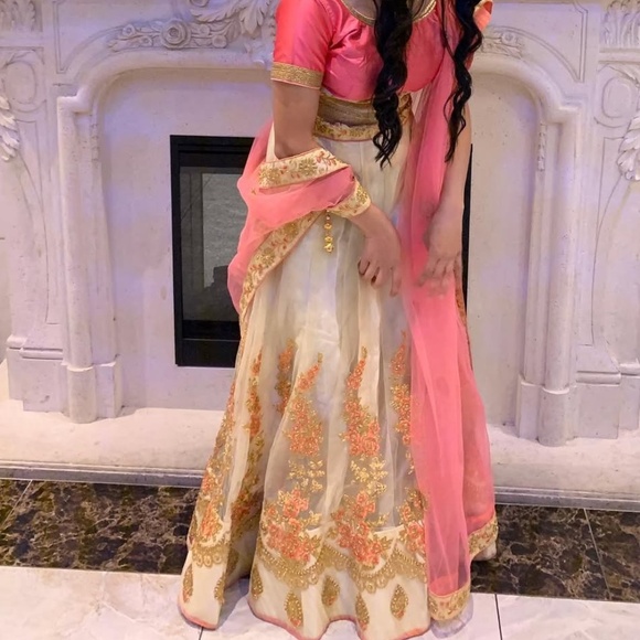 Pink and Gold Lehenga / Indian Dress - Picture 2 of 2